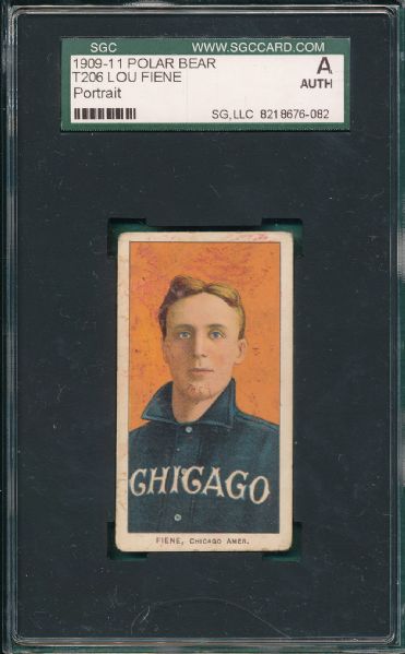 1909-1911 T206 Fiene, Portrait, Polar Bear Tobacco SGC Authentic