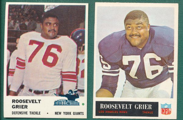 1959-65 Roosevelt Grier (3) Card Lot *NRMT*