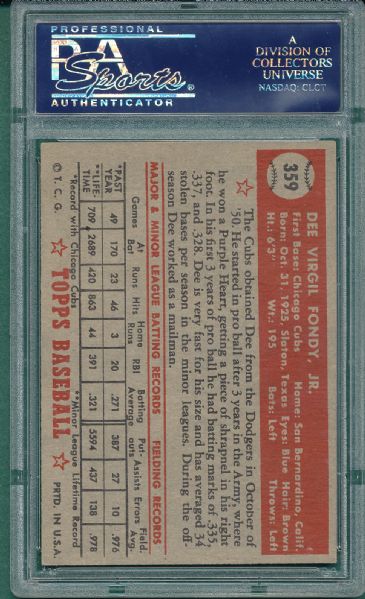 1952 Topps #359 Dee Fondy, *High Number* PSA 5.5
