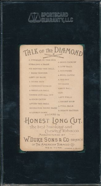1893 N135 Talk of the Diamond A Home Run Honest Long Cut SGC 30