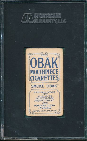 1910 T212-2 Lindsay Obak Cigarettes, SGC 40