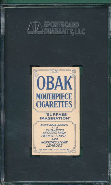 1910 T212-2 Armbuster Obak Cigarettes SGC 40