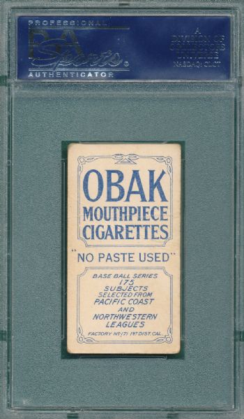 1910 T212-2 Ostdiek Obak Cigarettes PSA 2