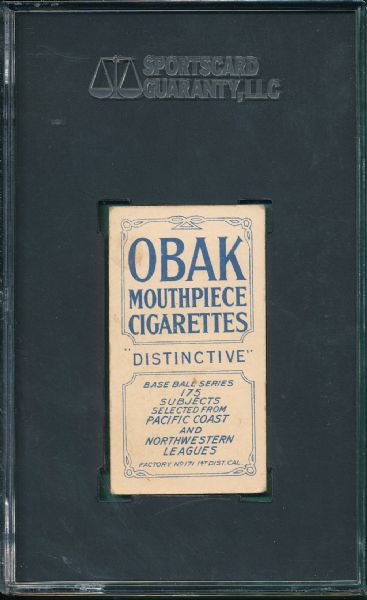 1910 T212-2 Shinn Obak Cigarettes SGC 40