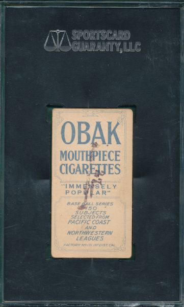 1910 T212-2 Vernon Fisher Obak Cigarettes SGC 40 *150 Subjects*