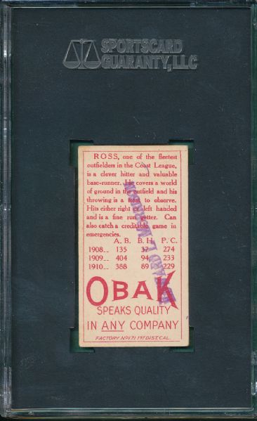 1911 T212-3 Ross Obak Cigarettes SGC 20 *Presents Better*