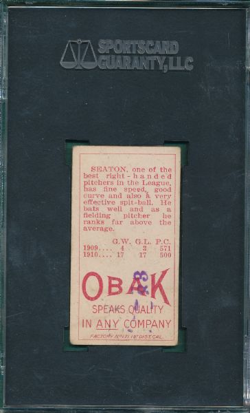 1911 T212-3 Seaton Obak Cigarettes SGC 40