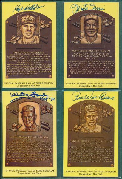 Autographed Postcards of Hall of Famers Lot of (9) W/ Pee Wee Reese