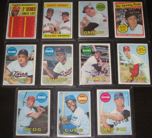 1969 Topps Lot of (15) Hall of Famers W/ Mays & Aaron