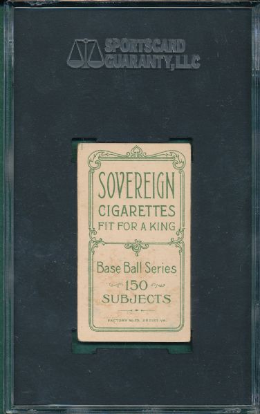 1909-1911 T206 Schmidt, Throwing, Sovereign Cigarettes SGC 45 *Crop Line*