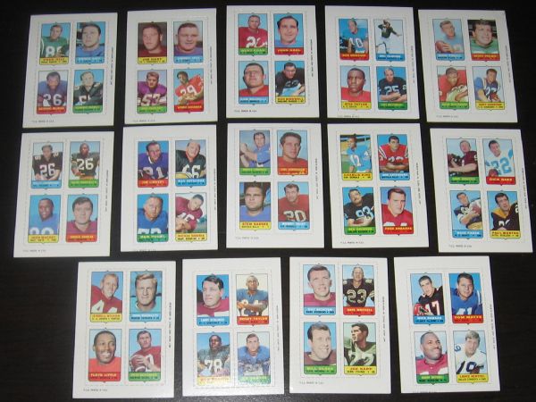 1969 Topps FB 4 on 1 Stamps Lot of (18)
