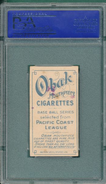 1909 T212-1 Williams, J. Obak Cigarettes, Framed PSA 5 (MK) *Only One Graded Higher*