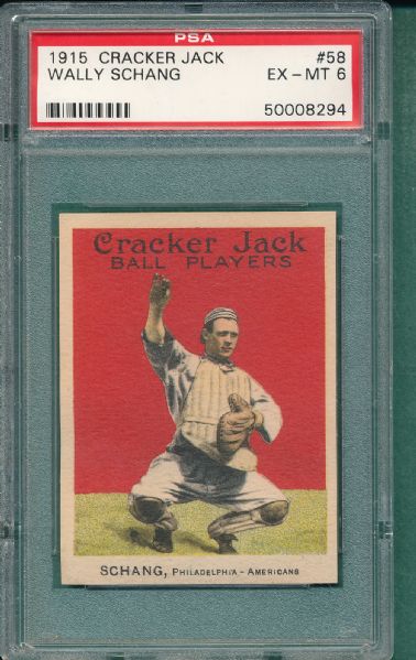1915 Cracker Jack #58 Wally Schang PSA 6