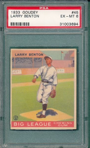 1933 Goudey #45 Larry Benton PSA 6