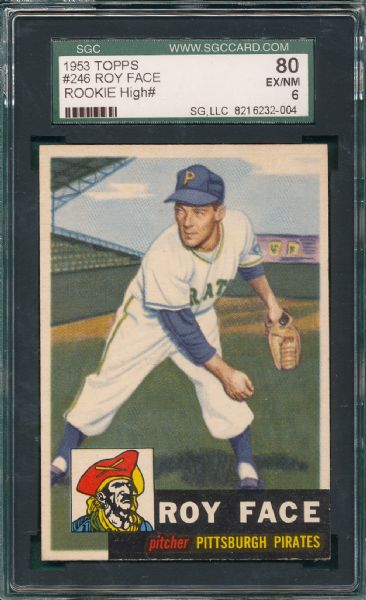 1953 Topps #246 Roy Face, Rookie SGC 80 *High Number*
