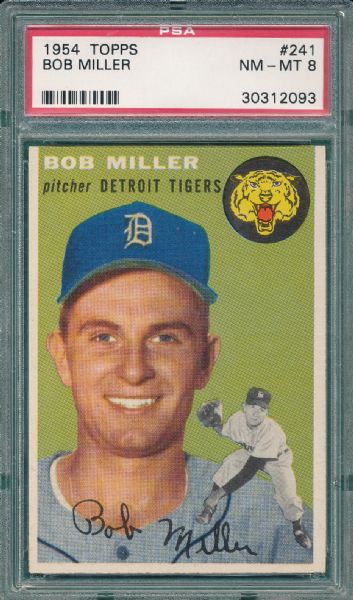 1954 Topps #241 Bob Miller PSA 8
