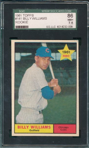 1961 Topps #141 Billy Williams, Rookie SGC 86