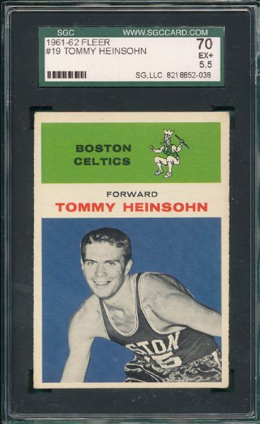1961-62 Fleer BSKT #19 Tommy Heinsohn SGC 70