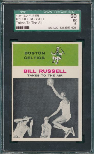 1961-62 Fleer BSKT #62 Bill Russell IA SGC 60