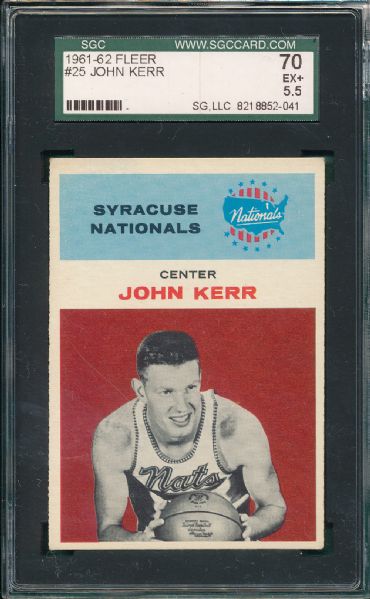 1961-62 Fleer BSKT (4) Card Lot SGC 