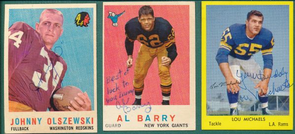 1955-61 Autograhed Football Cards Lot of (7) W/ Ray Berry