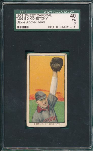 1909-1911 T206 Konetchy, High Glove, Sweet Caporal Cigarettes SGC 40