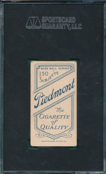 1909-1911 T206 Wagner, Bat on Left, Piedmont Cigarettes SGC 35