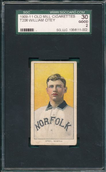 1909-1911 T206 Otey Old Mill Cigarettes SGC 30 *Southern League*