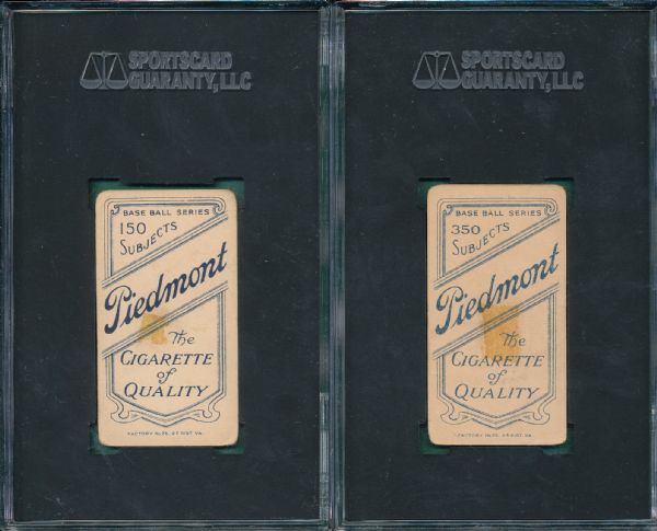 1909-1911 T206 Bates & Pfeister, Seated (2) Card Lot Piedmont Cigarettes SGC 20