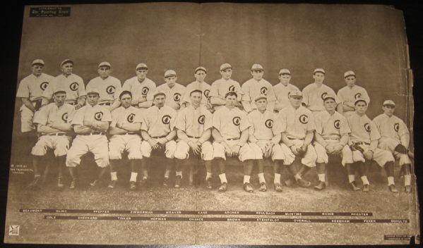 1909-13 M101-2 Chicago Cubs Team Sporting News Insert