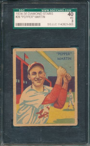 1934-36 Diamond Stars #26 Pepper Martin SGC 40