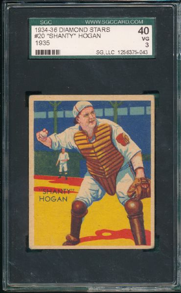 1934-36 Diamond Stars #20 Hogan & #55 Cuccinello (2) Card Lot SGC 40