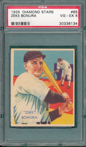 1934-36 Diamond Stars #65 Zeke Bonura PSA 4