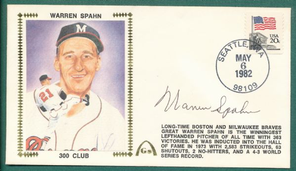 1979-82 Gateway Stamp Envelope Lot of (3) W/ Warren Spahn, Ford & Carlton *Autograph*