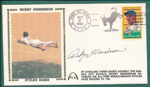 1982 Gateway Stamp Envelope W/ Rickey Henderson Lot of (2) *Autograph*