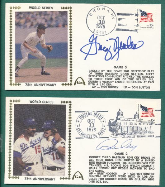 1978 Gateway Stamp Envelope World Series 75th Anniversary W/ Jackson, Cey & Nettles *Autographs* Lot of (3)