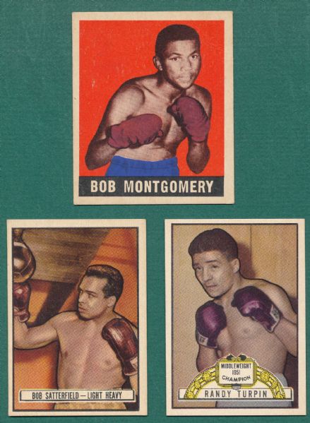 1948 Leaf Boxing #44 Bob Montgomery & (2) 1952 Topps Ringside, (3) Card Lot