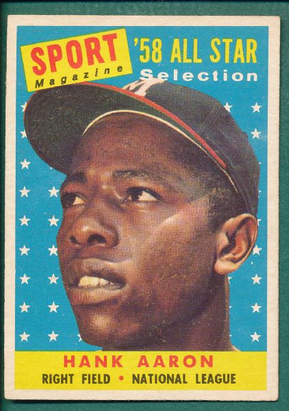 1958 Topps #488 Hank Aaron AS & 1964 #300 Hank Aaron (2) card Lot