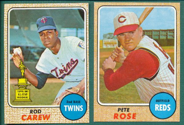 1968 Topps Carew, Yaz, and Rose, (3) Card Lot