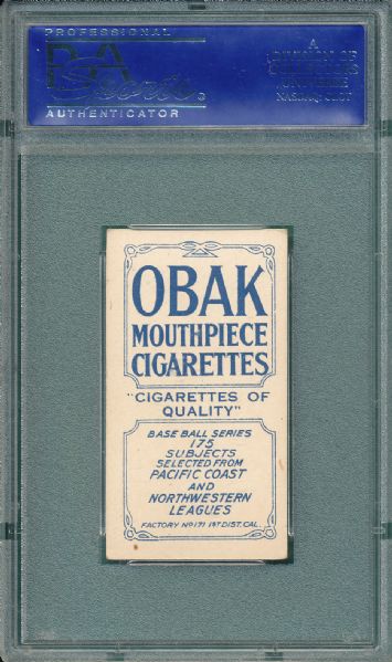 1910 T212-2 Jensen Obak Cigarettes PSA 6 *Highest Graded*