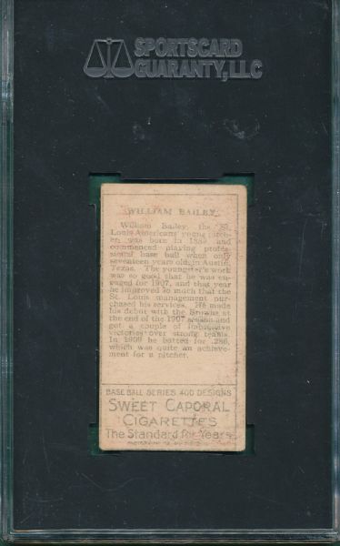 1911 T205 Bailey Sweet Caporal Cigarettes SGC 50