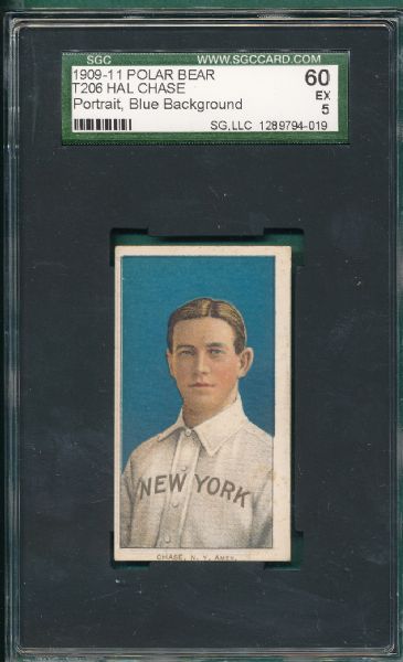 1909-1911 T206 Chase, Blue, Polar Bear Tobacco SGC 60 *Only One Graded Higher*