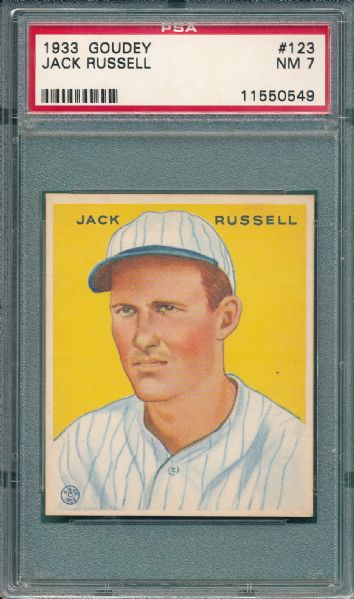 1933 Goudey #123 Jack Russell PSA 7