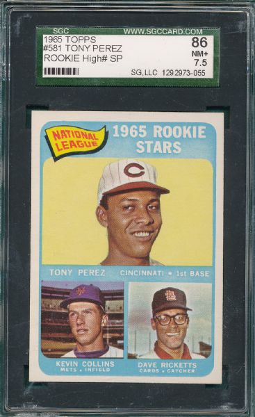 1965 Topps #581 Tony Perez, Rookie, SP, SGC 86 *High #*