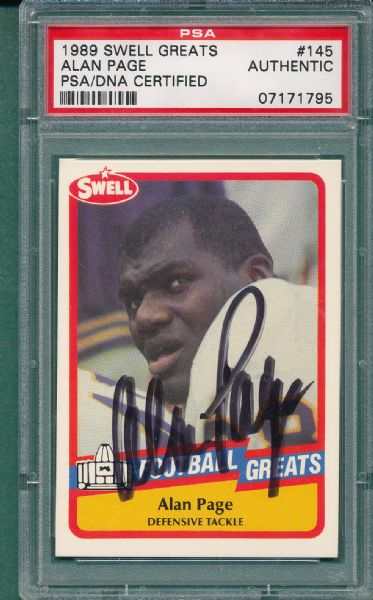 1989 Swell FB Alan Page, Autograph, PSA/DNA Authentic