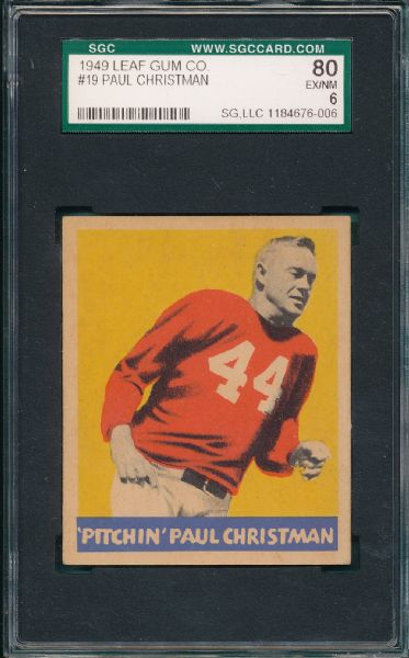 1949 Leaf FB #19 Paul Christman SGC 80