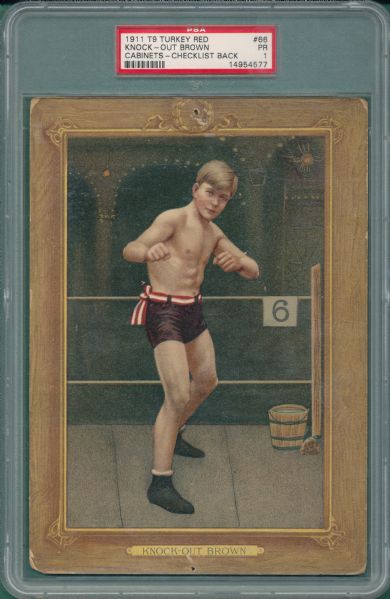 1910-11 T9 Turkey Red #66 Knock Out Brown PSA 1