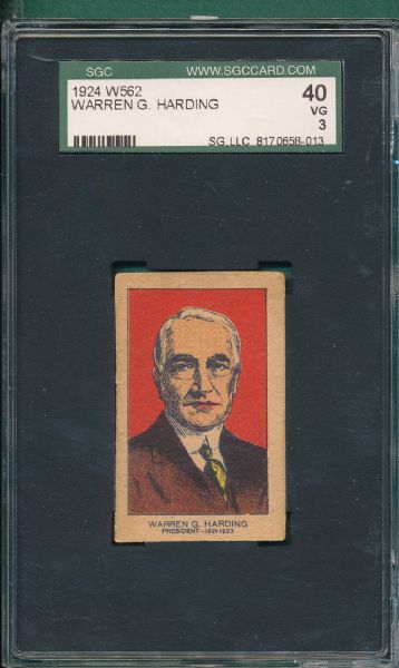 1924 W562 William H. Taft SGC 50 & Harding SGC 40 (2) Card Lot