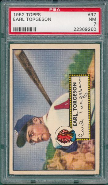 1952 Topps #97 Earl Torgeson, Red Back PSA 7