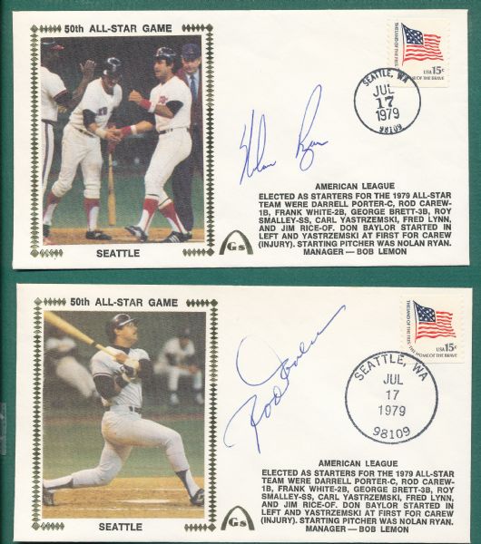 1979 Gateway Stamp Envelopes 50th All-Star Game Lot of (5) W/ Nolan Ryan *Autograph*